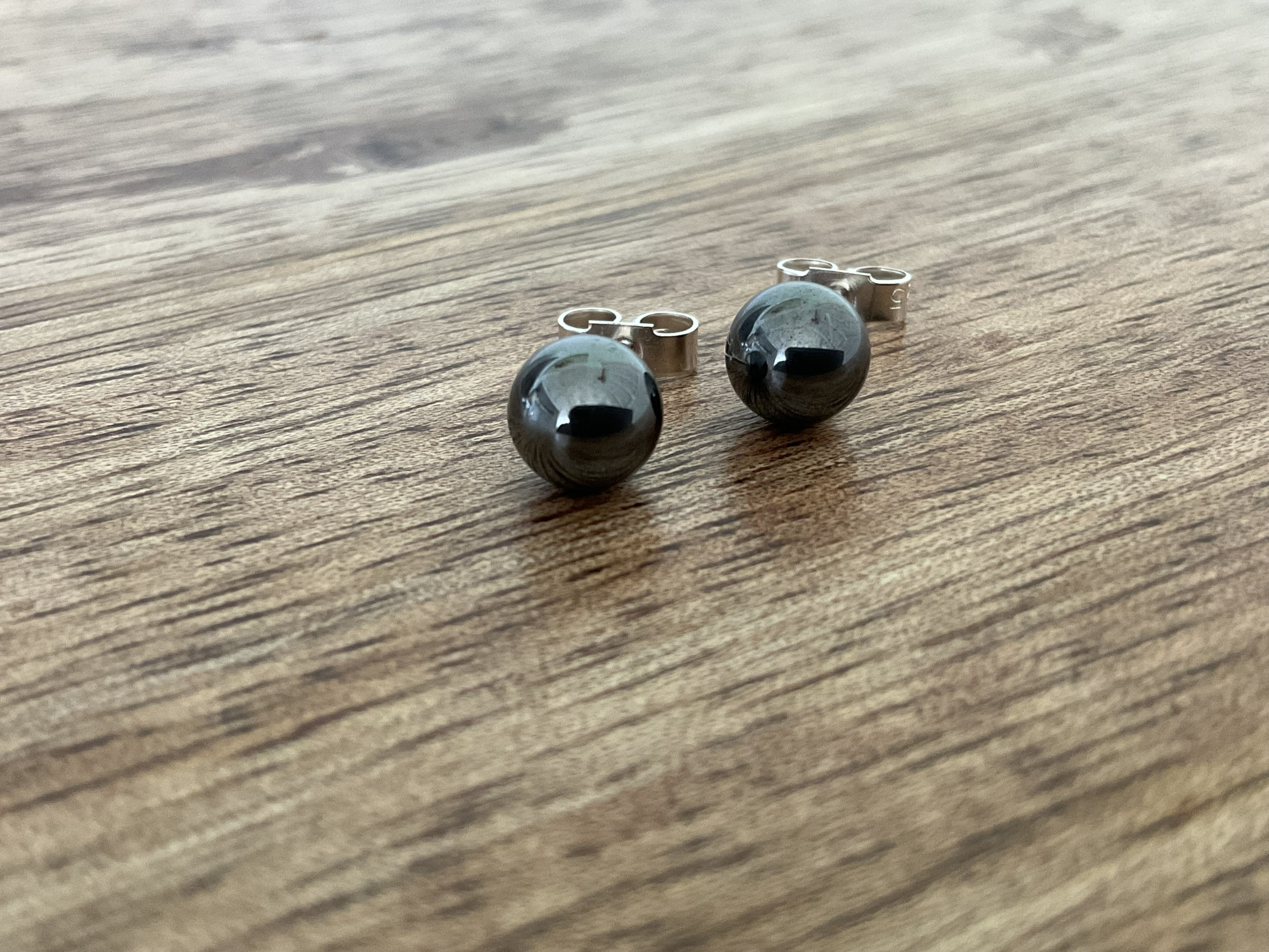 Hematite Ball Gemstone Stud Earrings - 6mm
